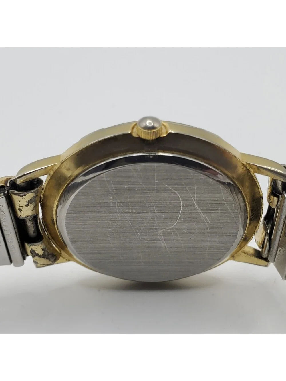 Ronica Watch Women 33mm Abalone MOP Dial Gold Tone Stretch Band New Battery